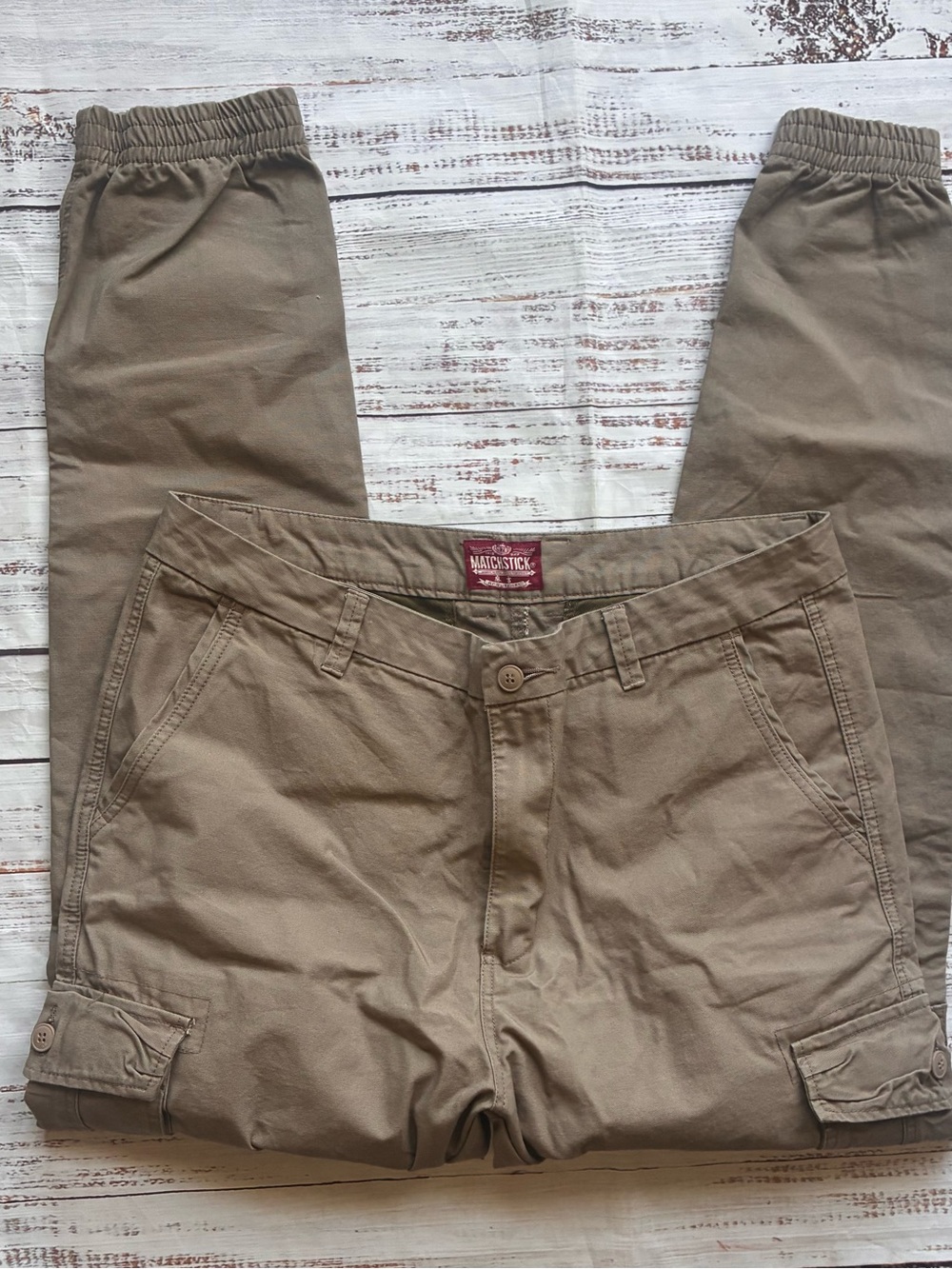 Matchstick Men's Tan Cargo Pants - Sixe 38” Khaki - Picture 2 of 5